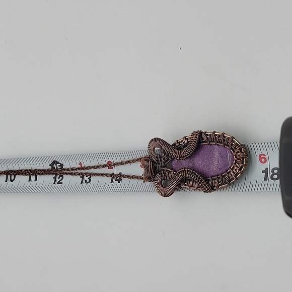 999- Purpurite Natural Stone Wire Wrapped Handmade Pendant Necklace NWT - Picture 8 of 12